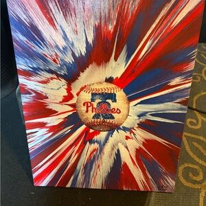 Abstract Phillies Baseball Canvas Art